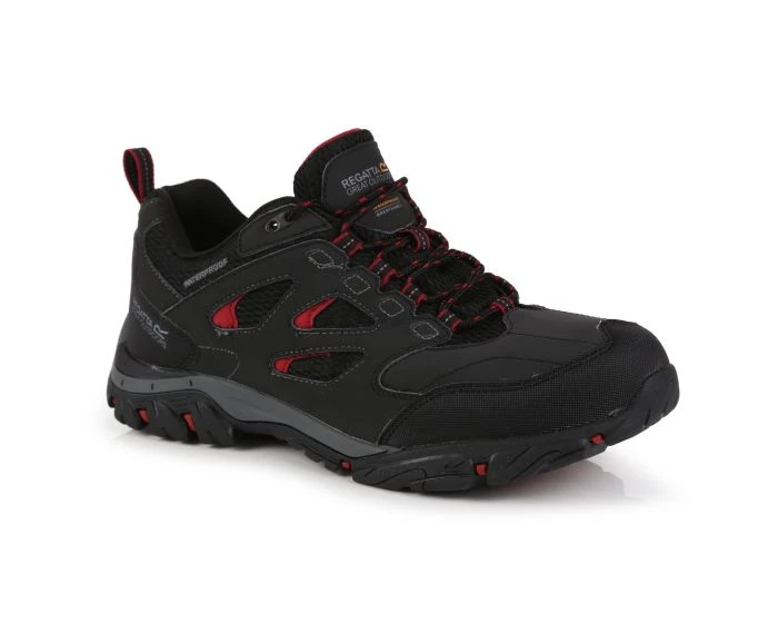 Regatta Mens Holcombe Waterproof Walking Shoe -ASH/RED Mens Footwear