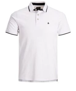 Mens Polos, Tees & Shirts Jack & Jones JJEPAULOS Polo -WHITE (L, XL Only)