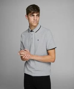 Mens Polos, Tees & Shirts Jack & Jones JJEPAULOS Polo -LIGHT GREY