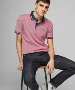Jack & Jones JJEPAULOS Polo -RIO RED Mens Polos, Tees & Shirts