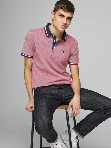 Jack & Jones JJEPAULOS Polo -RIO RED Mens Polos, Tees & Shirts