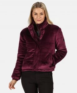 Ladies Jackets & Bodywarmers Regatta Ladies Elbury Velour Puffer Jacket -PRUNE (14 Only)