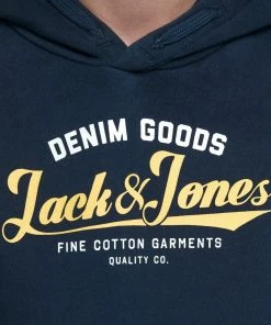 Jack & Jones JNR Jack & Jones JJELOGO2 Boys Hoody -NAVY BLAZER (9-10, 11-12 Only) Kids Hoodies & Sweatshirts