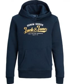 Jack & Jones JNR Jack & Jones JJELOGO2 Boys Hoody -NAVY BLAZER (9-10, 11-12 Only) Kids Hoodies & Sweatshirts