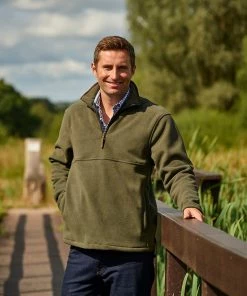 Champion Mens Oban 1/2 Zip Fleece -OLIVE Work Fleeces & Midlayers