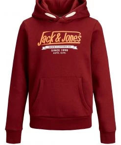 Jack & Jones JNR Jack & Jones JJELOGO2 Boys Hoody -SUN DRIED TOMATO Kids Hoodies & Sweatshirts