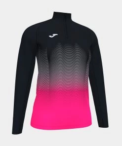 JOMA Ladies Elite VII Half Zip Sweatshirt -BLACK/PINK Ladies Fleeces & Midlayers