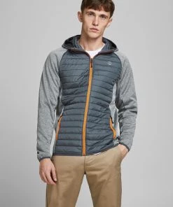 Mens Jackets & Bodywarmers Jack & Jones JJEMULTI Hybrid Jacket -GREY MELANGE