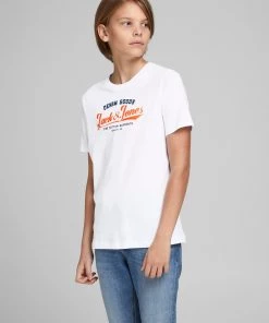 Jack & Jones JNR Jack & Jones JJENEON Boys Tee -WHITE Kids Polos, Tees, & Shirts