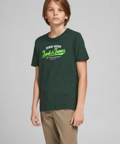 Jack & Jones JNR Kids Polos, Tees, & Shirts Jack & Jones JJENEON Boys Tee -DARK SPRUCE