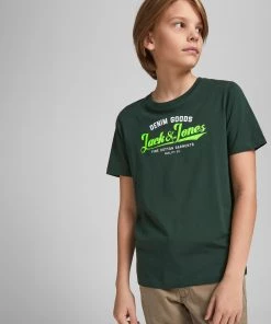 Jack & Jones JNR Kids Polos, Tees, & Shirts Jack & Jones JJENEON Boys Tee -DARK SPRUCE