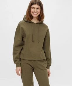 Ladies Hoodies & Sweatshirts Pieces CHILLI Hoody -OLIVE