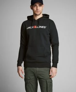 Jack & Jones JJECORP Hoody -BLACK Mens Hoodies & Sweatshirts