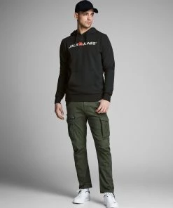 Jack & Jones JJECORP Hoody -BLACK Mens Hoodies & Sweatshirts