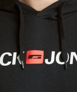 Jack & Jones JJECORP Hoody -BLACK Mens Hoodies & Sweatshirts