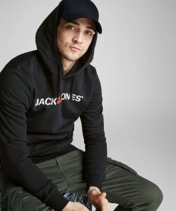 Jack & Jones JJECORP Hoody -BLACK Mens Hoodies & Sweatshirts