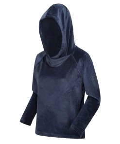 Regatta Ladies Kelilah Velour Fleece Hoody -NAVY (10, 14, 18 Only)