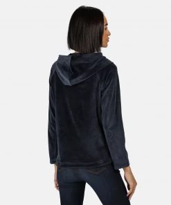 Regatta Ladies Kelilah Velour Fleece Hoody -NAVY (10, 14, 18 Only)