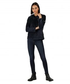 Regatta Ladies Kelilah Velour Fleece Hoody -NAVY (10, 14, 18 Only)