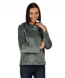 Regatta Ladies Kelilah Velour Fleece Hoody -BALSAM GREEN Ladies Fleeces & Midlayers
