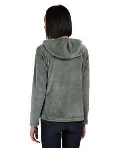 Regatta Ladies Kelilah Velour Fleece Hoody -BALSAM GREEN Ladies Fleeces & Midlayers