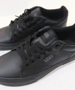 Mens Footwear Vans Mens Seldan Leather Tumble Shoe -BLACK/BLACK
