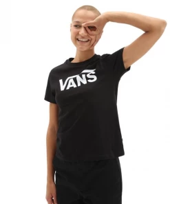Ladies Polos, Tees & Shirts Vans Ladies Flying V Crew Tee -BLACK