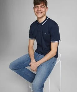 Jack & Jones JJEJERSEY Polo -NAVY BLAZER Mens Polos, Tees & Shirts