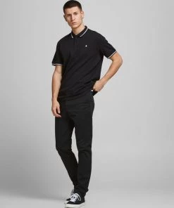 Jack & Jones JJEJERSEY Polo -BLACK Mens Polos, Tees & Shirts