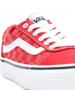 VANS Kids Ward Shoe -RED/WHITE CHECK Kids Footwear