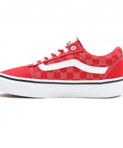 VANS Kids Ward Shoe -RED/WHITE CHECK Kids Footwear