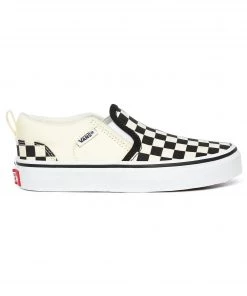 Vans Kids Asher Checkers -BLACK/WHITE Kids Footwear