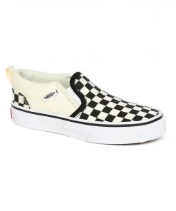 Vans Kids Asher Checkers -BLACK/WHITE Kids Footwear