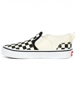 Vans Kids Asher Checkers -BLACK/WHITE Kids Footwear