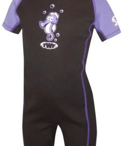 TWF Kids Seahorse Shortie Wetsuit (Ages 1-6) -PURPLE All