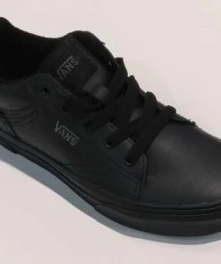 Vans Kids Seldan Tumble Leather -BLACK Kids Footwear