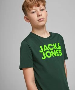 Jack & Jones JNR Jack & Jones JCODENNIS Boys Tee -DARK SPRUCE Kids Polos, Tees, & Shirts