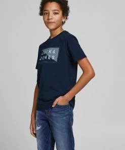 Jack & Jones JNR Jack & Jones JCOSHAWN Boys Tee -NAVY BLAZER Kids Polos, Tees, & Shirts