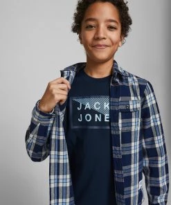 Jack & Jones JNR Jack & Jones JCOSHAWN Boys Tee -NAVY BLAZER Kids Polos, Tees, & Shirts