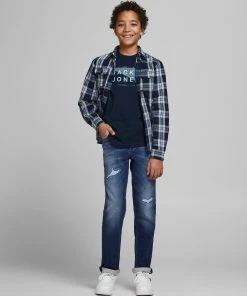 Jack & Jones JNR Jack & Jones JCOSHAWN Boys Tee -NAVY BLAZER Kids Polos, Tees, & Shirts