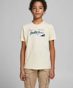 Jack & Jones JNR Kids Polos, Tees, & Shirts Jack & Jones JORLOGON Boys Tee -CREAM