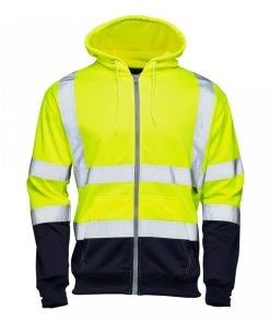 Supertouch 2 Tone Hi Vis Full Zip Hoody -YELLOW/NAVY