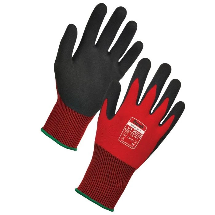 All Pawa PG122 Dextrous Work Glove Black Red