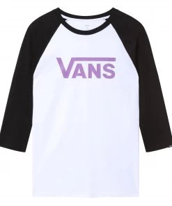 Vans Mens Raglan Tee -WHITE/BLACK/PURPLE