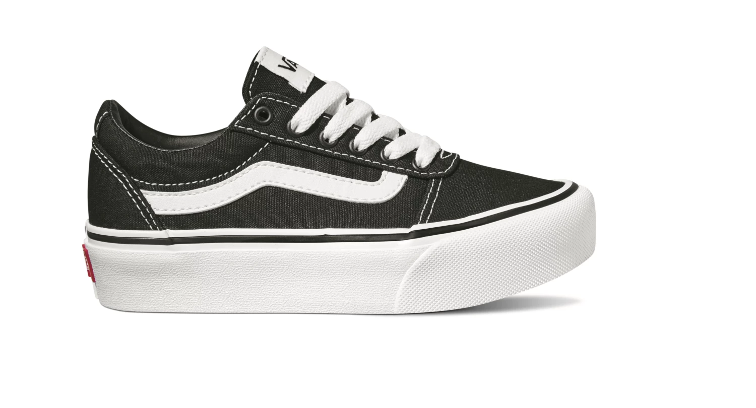VANS Kids Ward Platform Shoe -BLACK/WHITE (13, 2, 3 Only) Kids Footwear