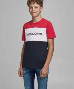 Jack & Jones JNR Jack & Jones JJELOGOBLOCK Boys Tee -TANGO RED