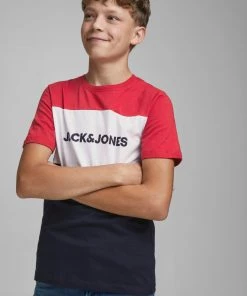 Jack & Jones JNR Jack & Jones JJELOGOBLOCK Boys Tee -TANGO RED