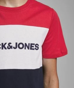 Jack & Jones JNR Jack & Jones JJELOGOBLOCK Boys Tee -TANGO RED