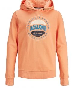 Jack & Jones JNR Jack & Jones JORCHRISTENSEN Boys Hoody -CORAL (11-12, 15-16 Only) Kids Hoodies & Sweatshirts