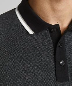 Jack & Jones JCOCHARMING TURK Polo -BLACK Mens Polos, Tees & Shirts
